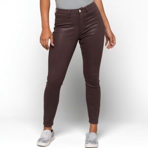Jen7 by 7 for All Mankind Chocolate Brown Coated Skinny Ankle Jeans Size 8